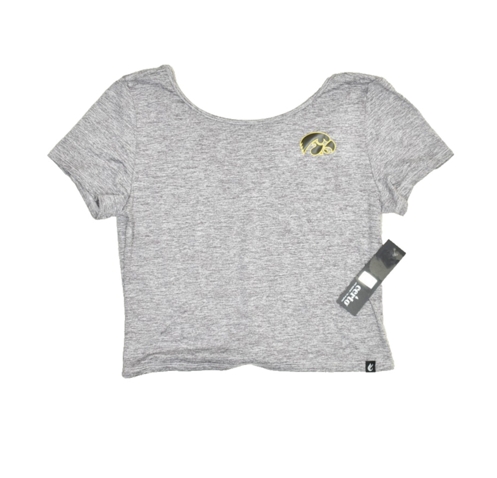 NEW Certo Iowa Scoop Back Short Sleeve Tee Shirt Gray Athletic Size XL